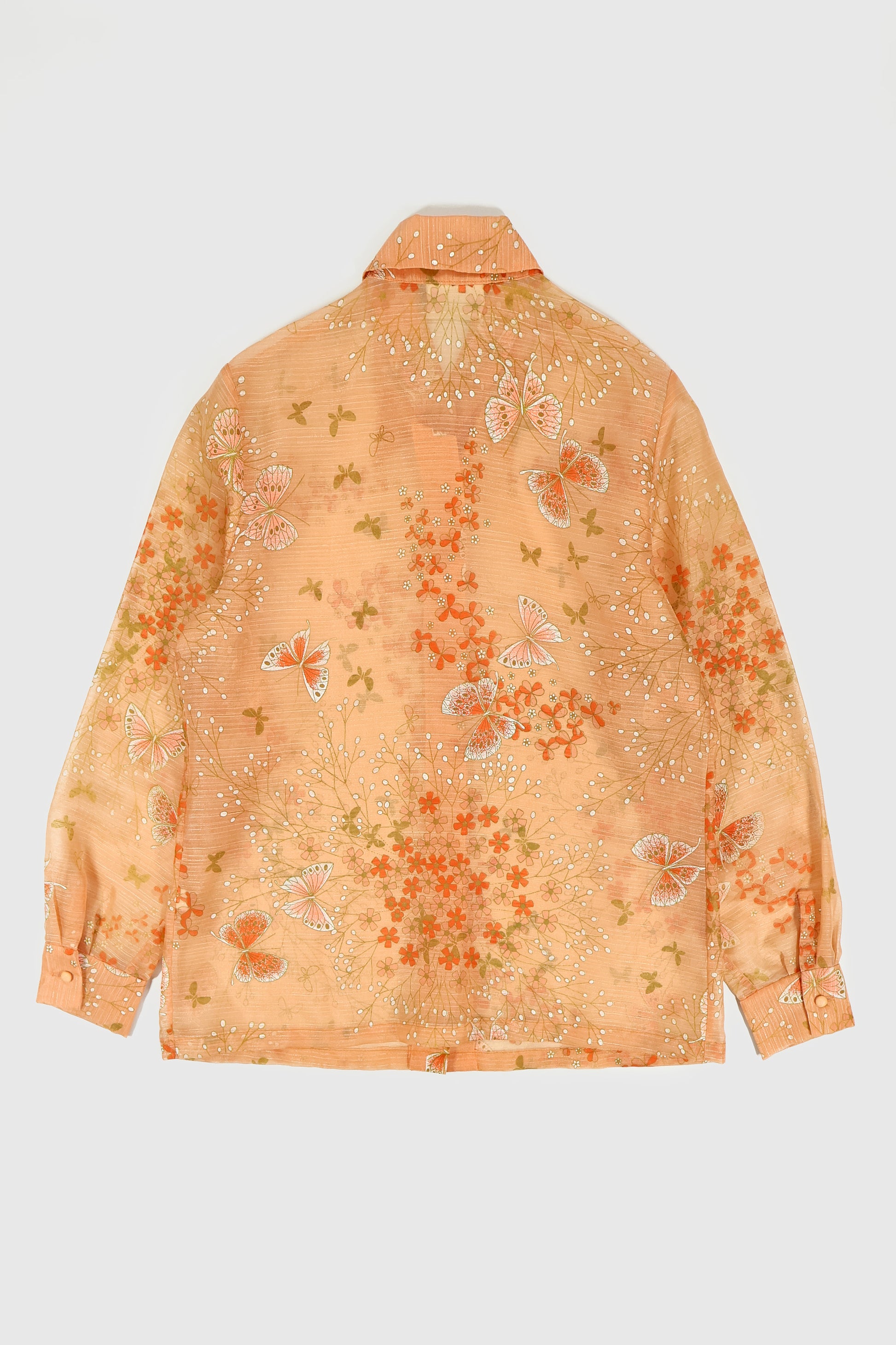 Vintage Butterfly Pattern Lace Button-Down Image 2