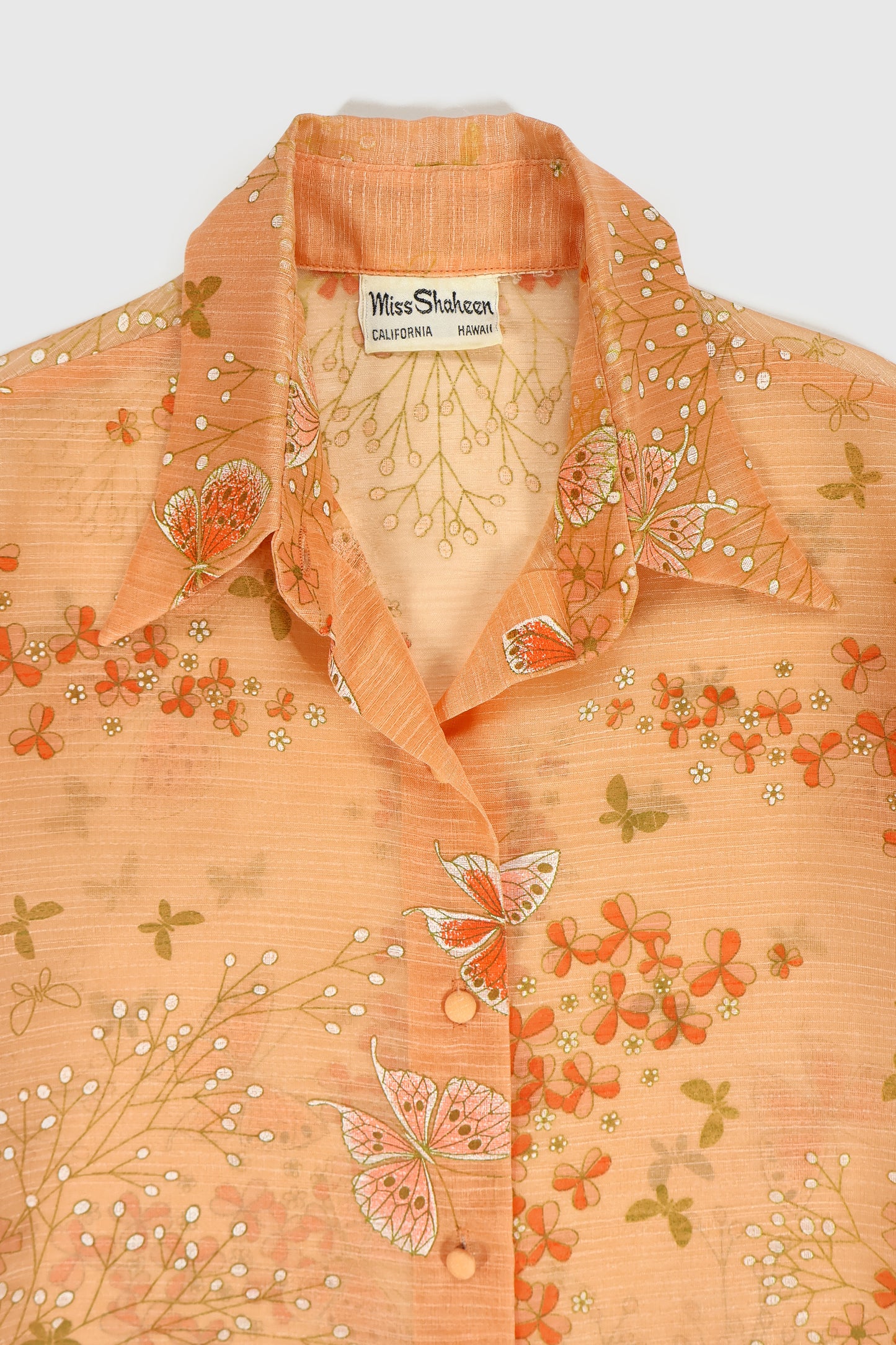 Vintage Butterfly Pattern Lace Button-Down Image 4