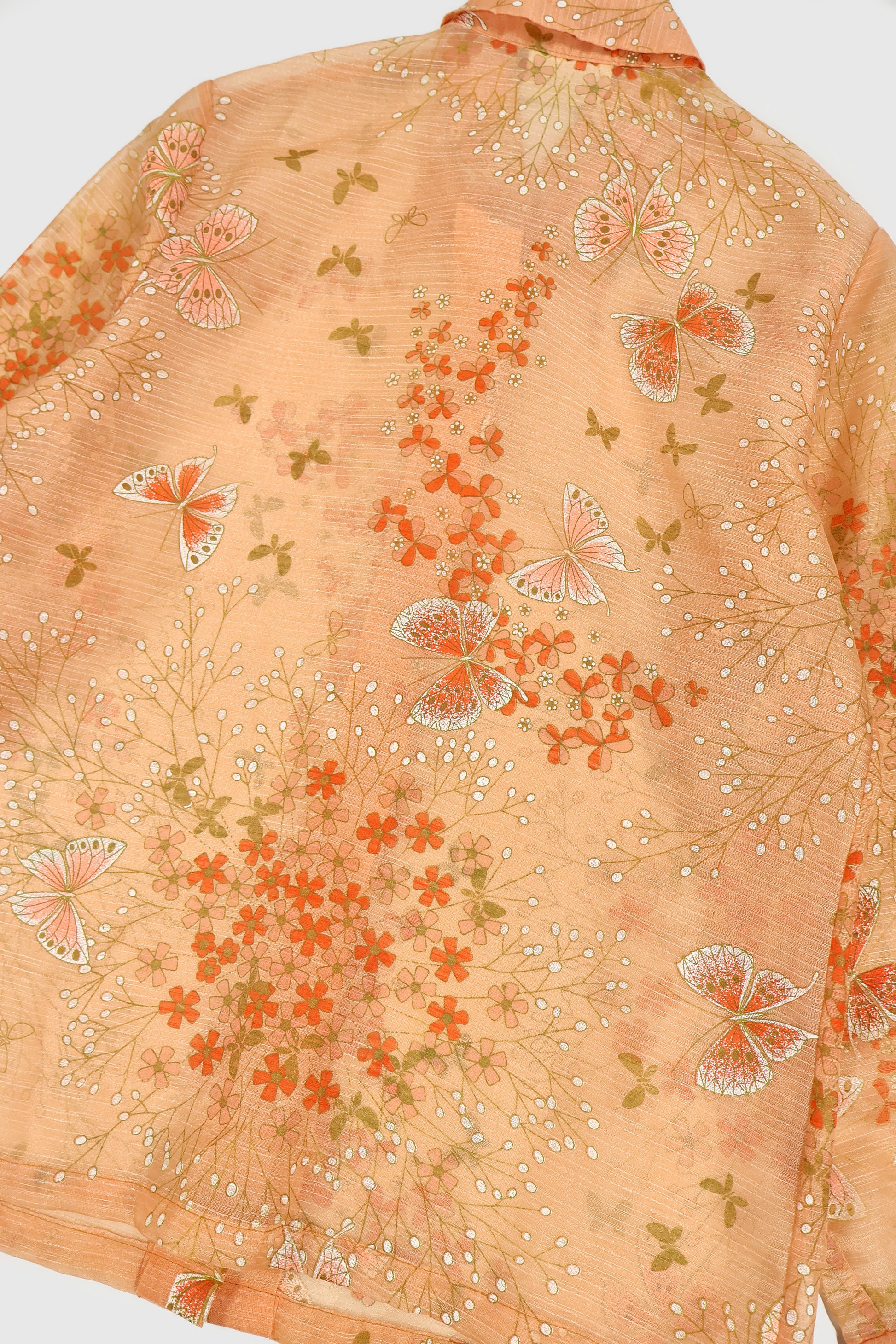 Vintage Butterfly Pattern Lace Button-Down Image 5