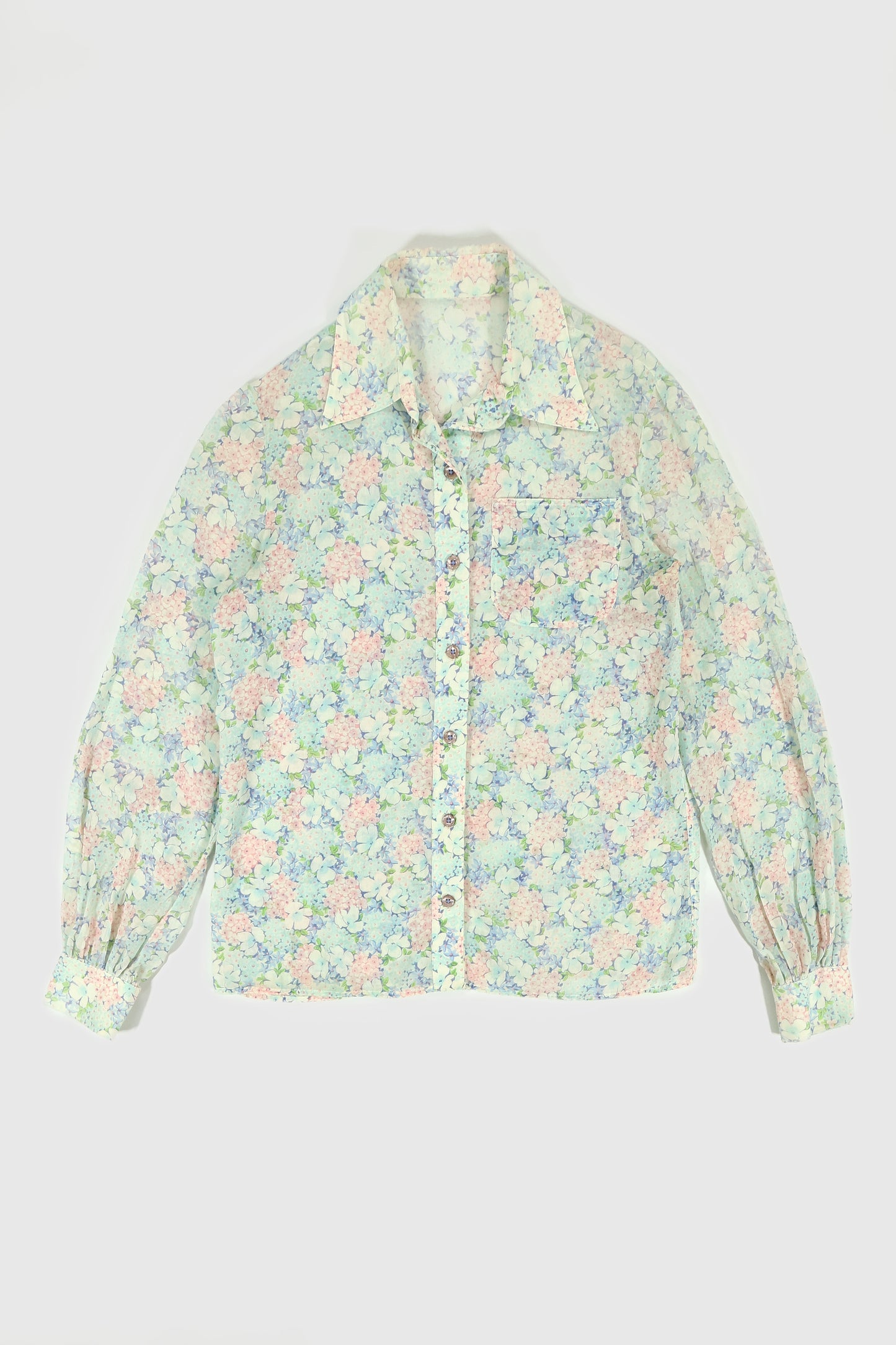 Vintage Lightweight Floral Pattern Button-Down Shirt Image 0