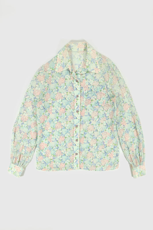 Vintage Lightweight Floral Pattern Button-Down Shirt Image 0