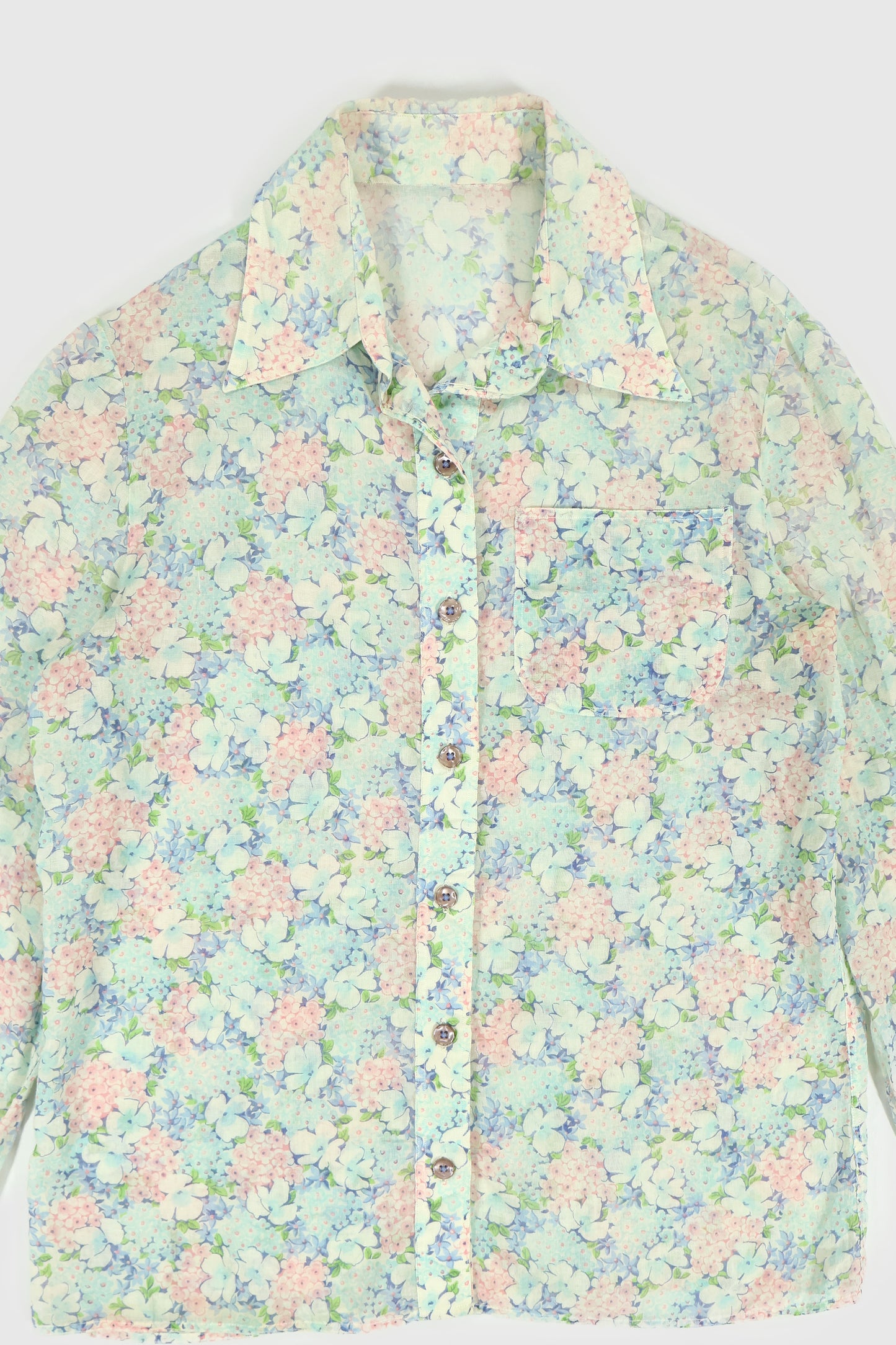 Vintage Lightweight Floral Pattern Button-Down Shirt Image 1