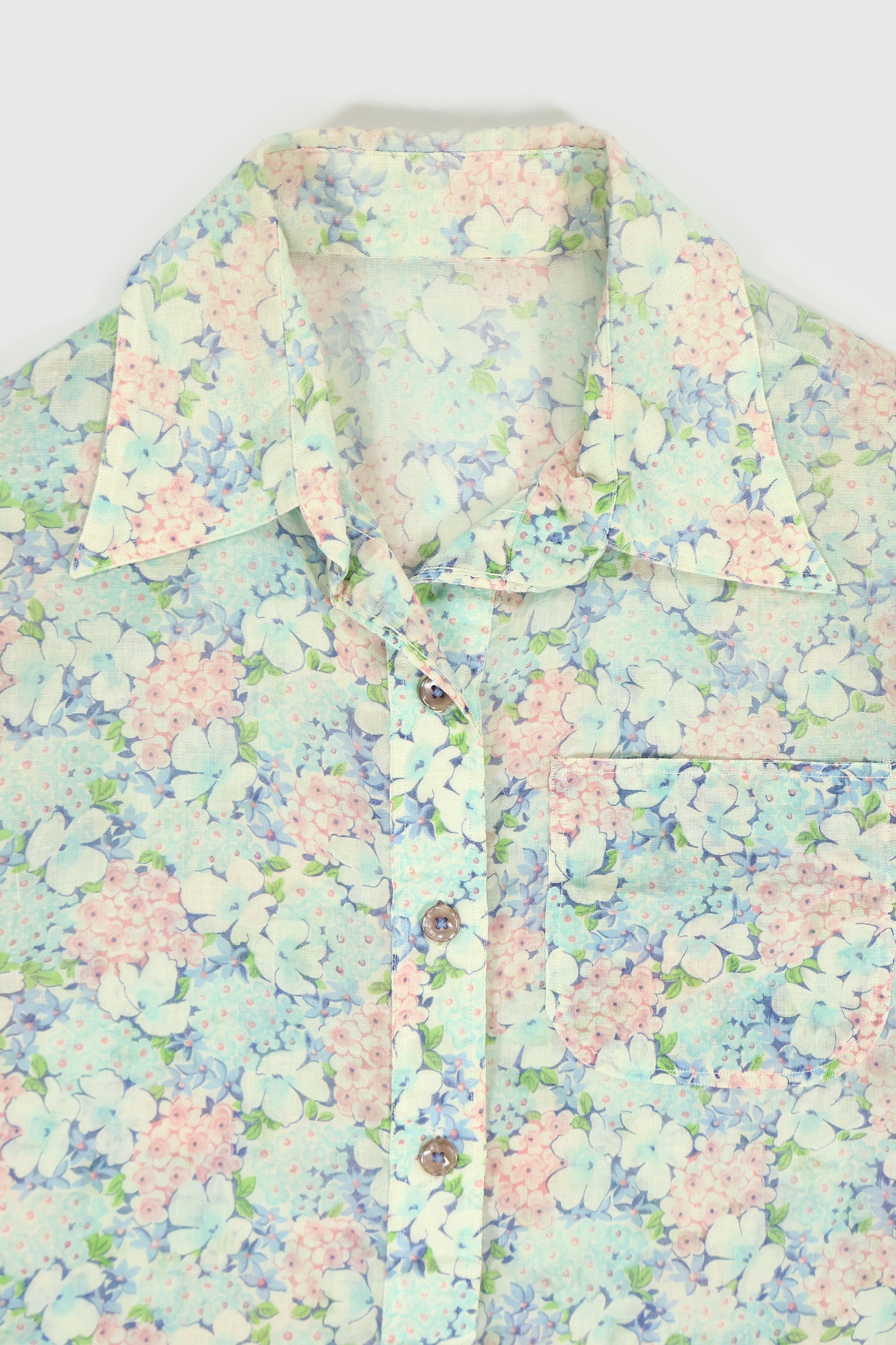 Vintage Lightweight Floral Pattern Button-Down Shirt Image 3