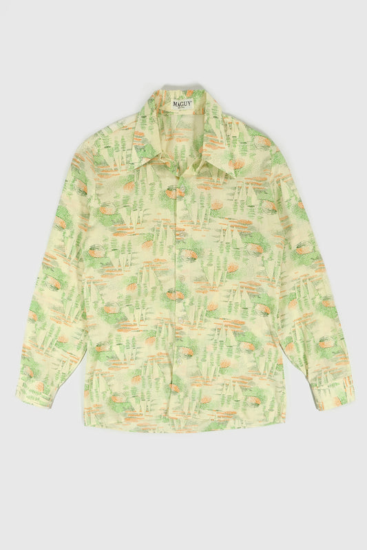 Vintage Sailboat Pattern Button-Down Shirt Image 0