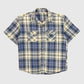 Vintage Plaid Short Sleeve Cut Off Button-Down Shirt Image 0
