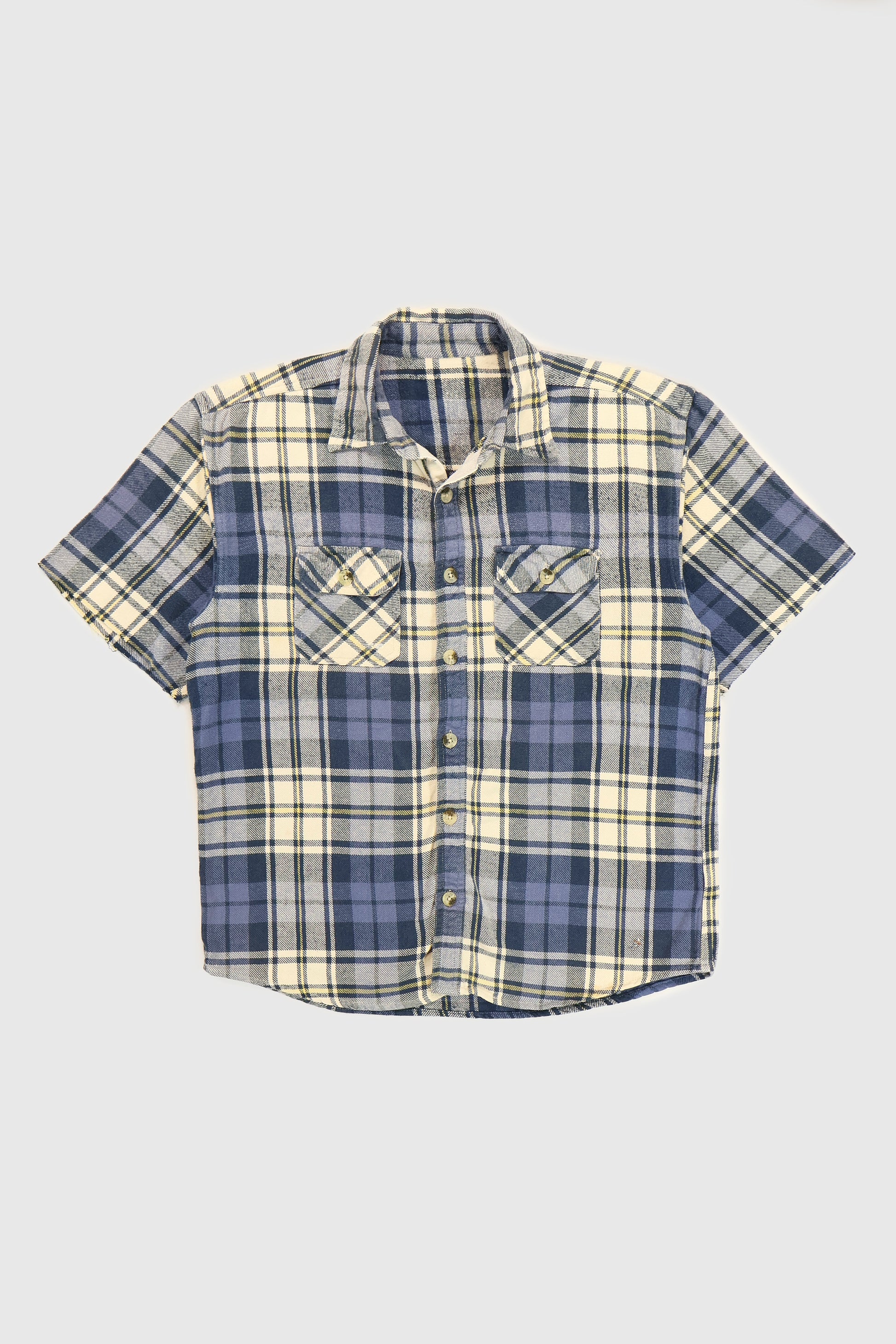 Vintage Plaid Short Sleeve Cut Off Button-Down Shirt Image 0