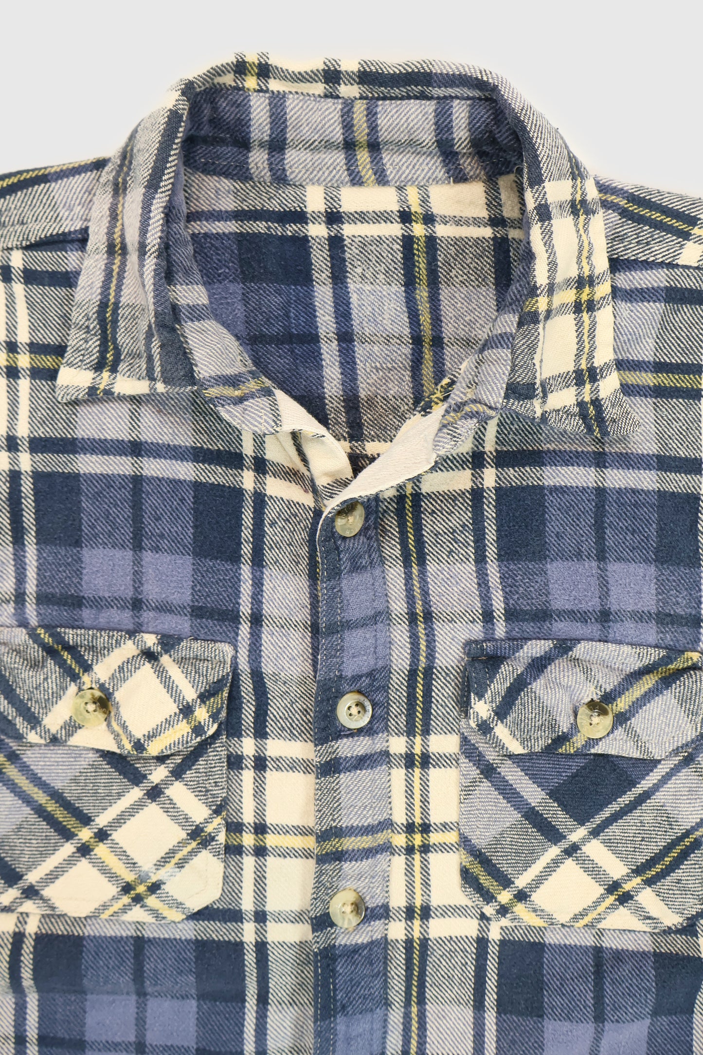 Vintage Plaid Short Sleeve Cut Off Button-Down Shirt Image 2