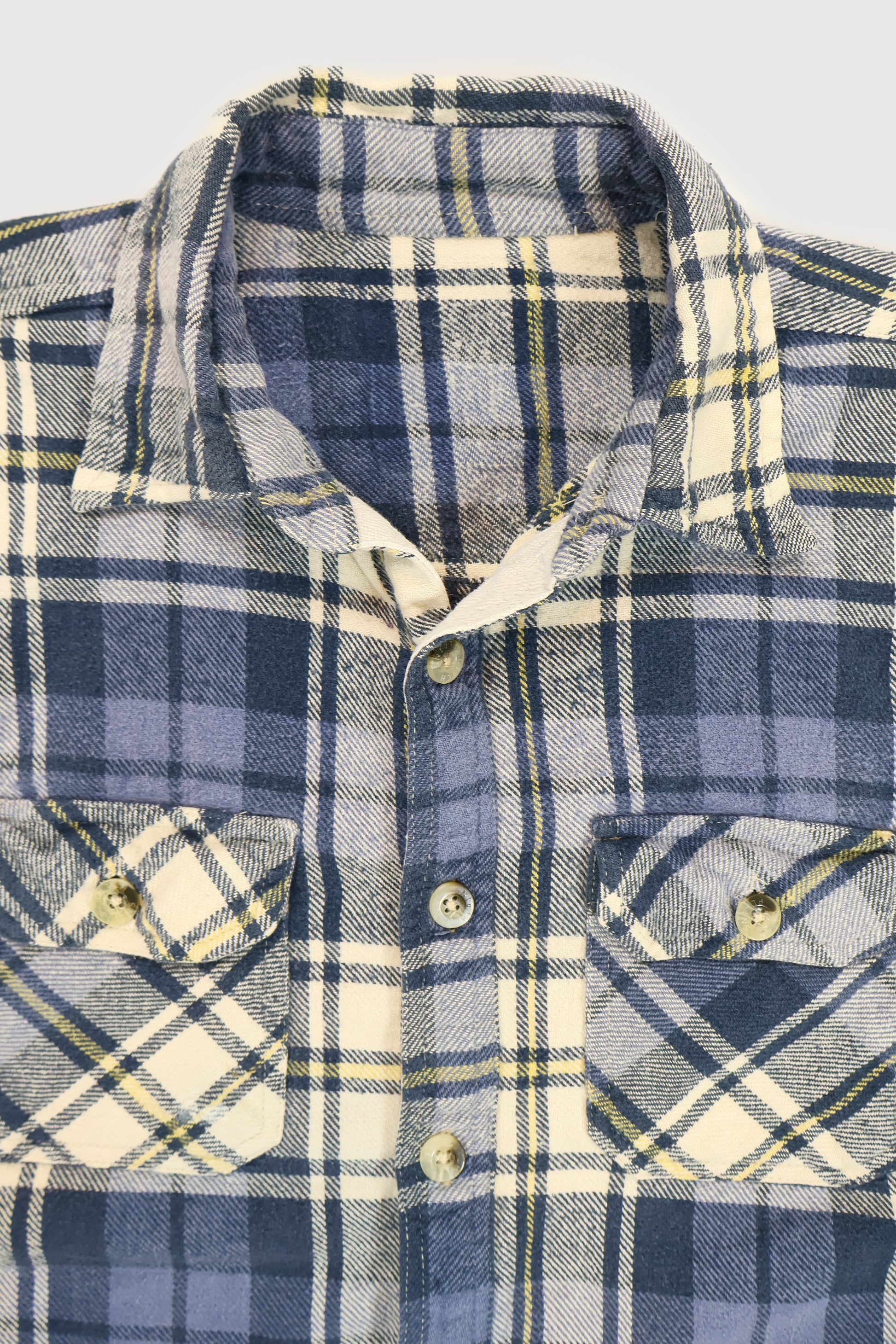 Vintage Plaid Short Sleeve Cut Off Button-Down Shirt Image 2