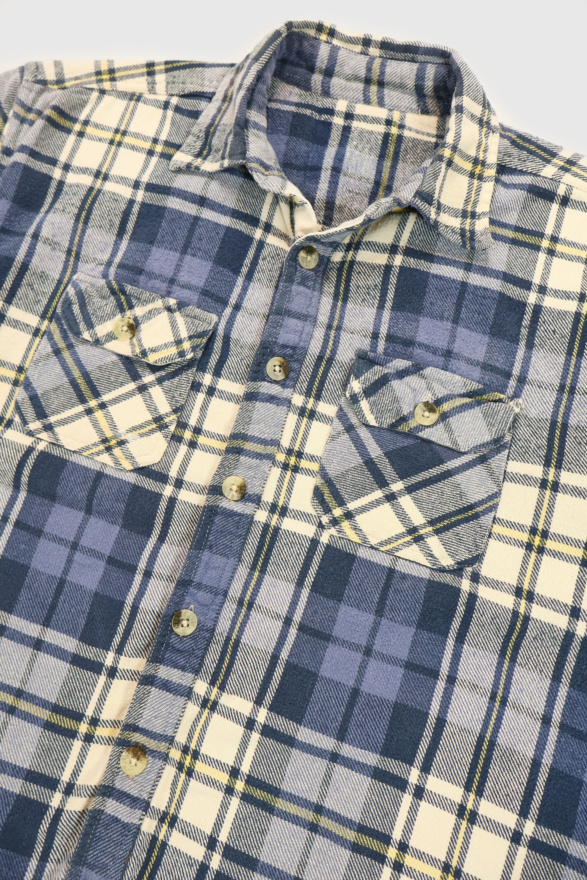 Vintage Plaid Short Sleeve Cut Off Button-Down Shirt Image 1