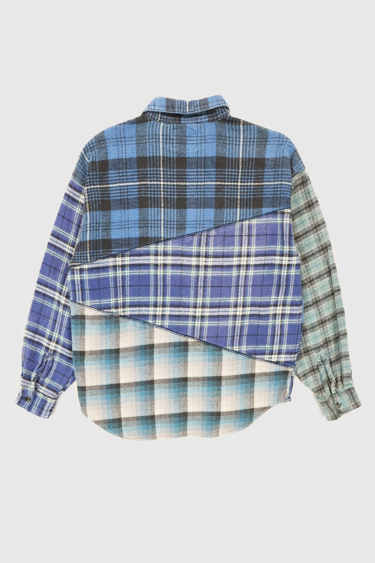Vintage Spliced Flannel Button-Down Shirt Image 1