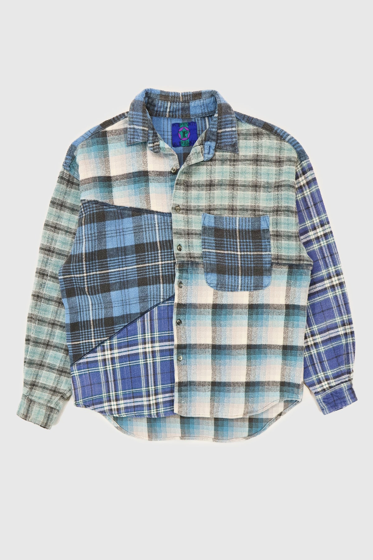Vintage Spliced Flannel Button-Down Shirt Image 0