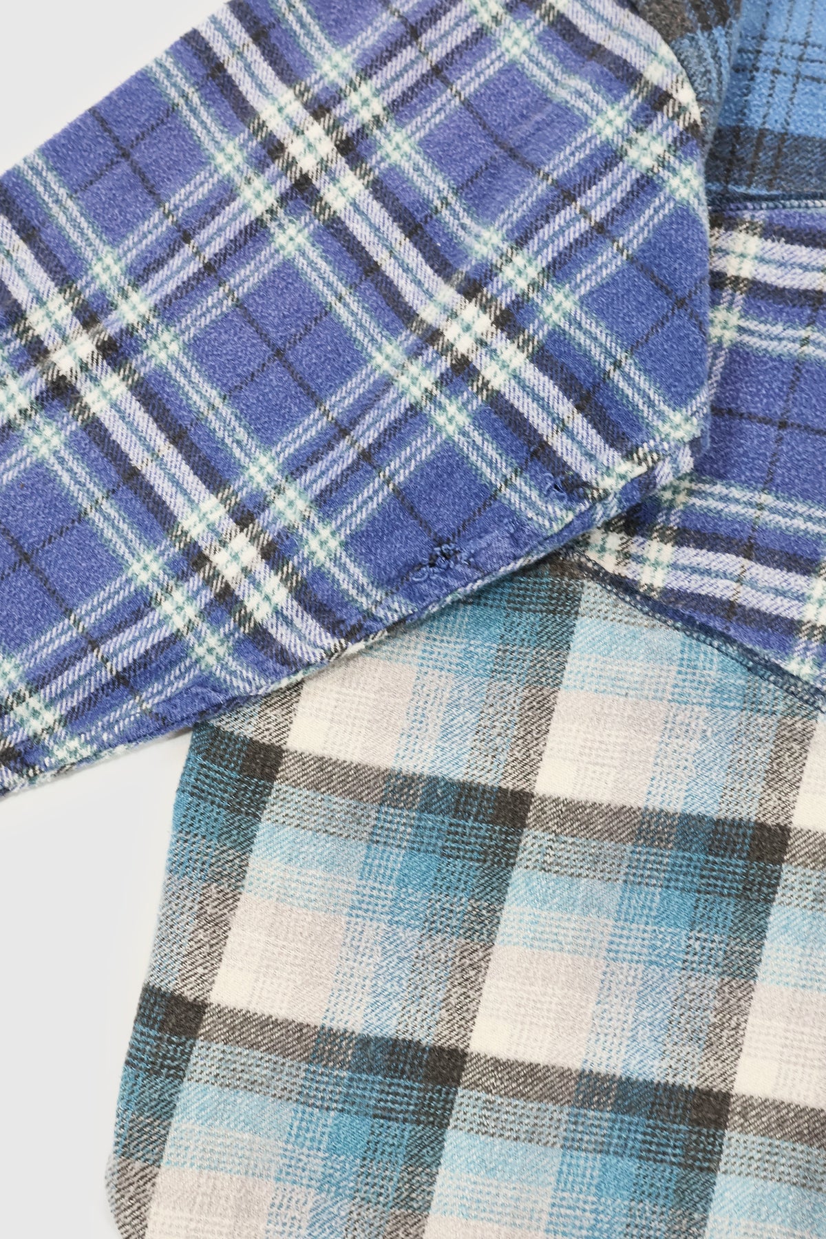 Vintage Spliced Flannel Button-Down Shirt Image 4