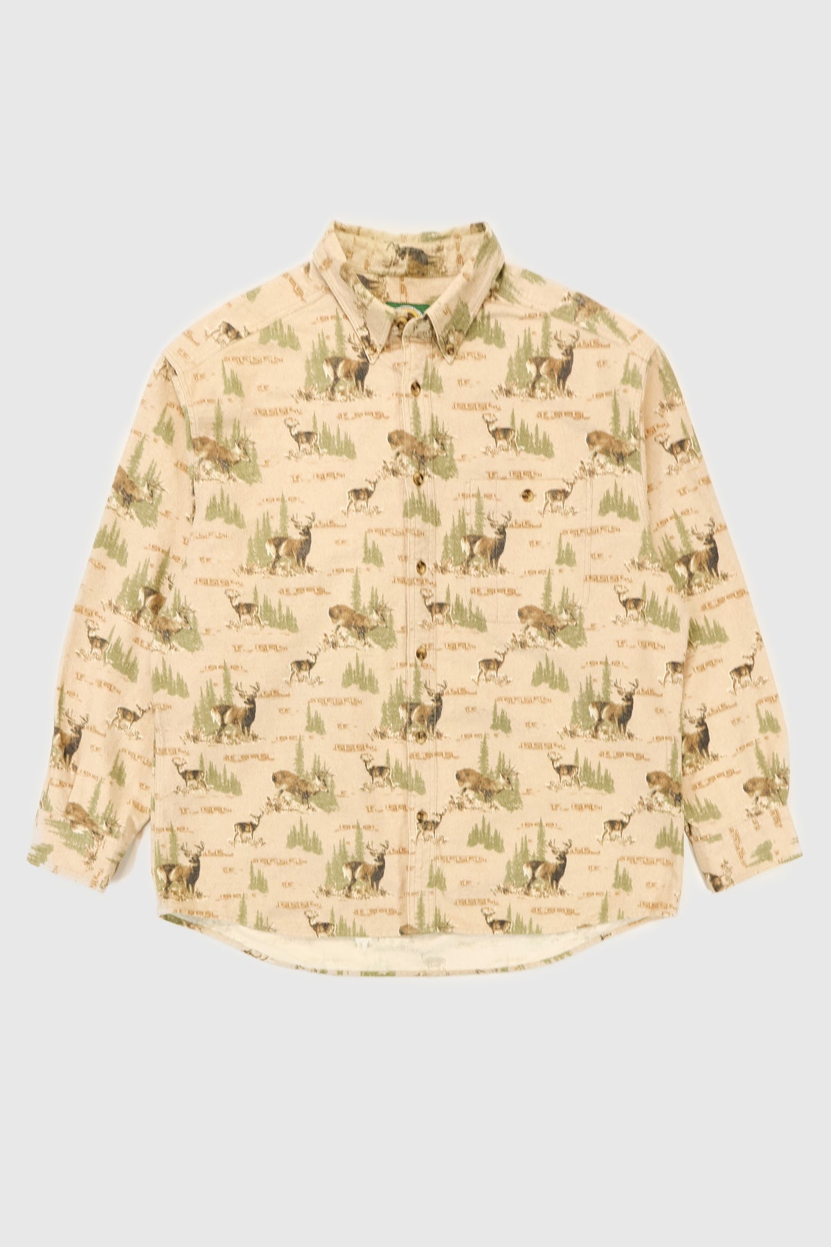 Vintage Cabela's Buck Pattern Flannel Button-Down Shirt Image 0