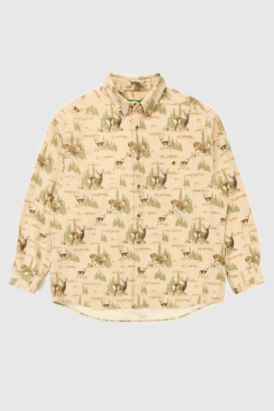 Vintage Cabela's Buck Pattern Flannel Button-Down Shirt Image 0