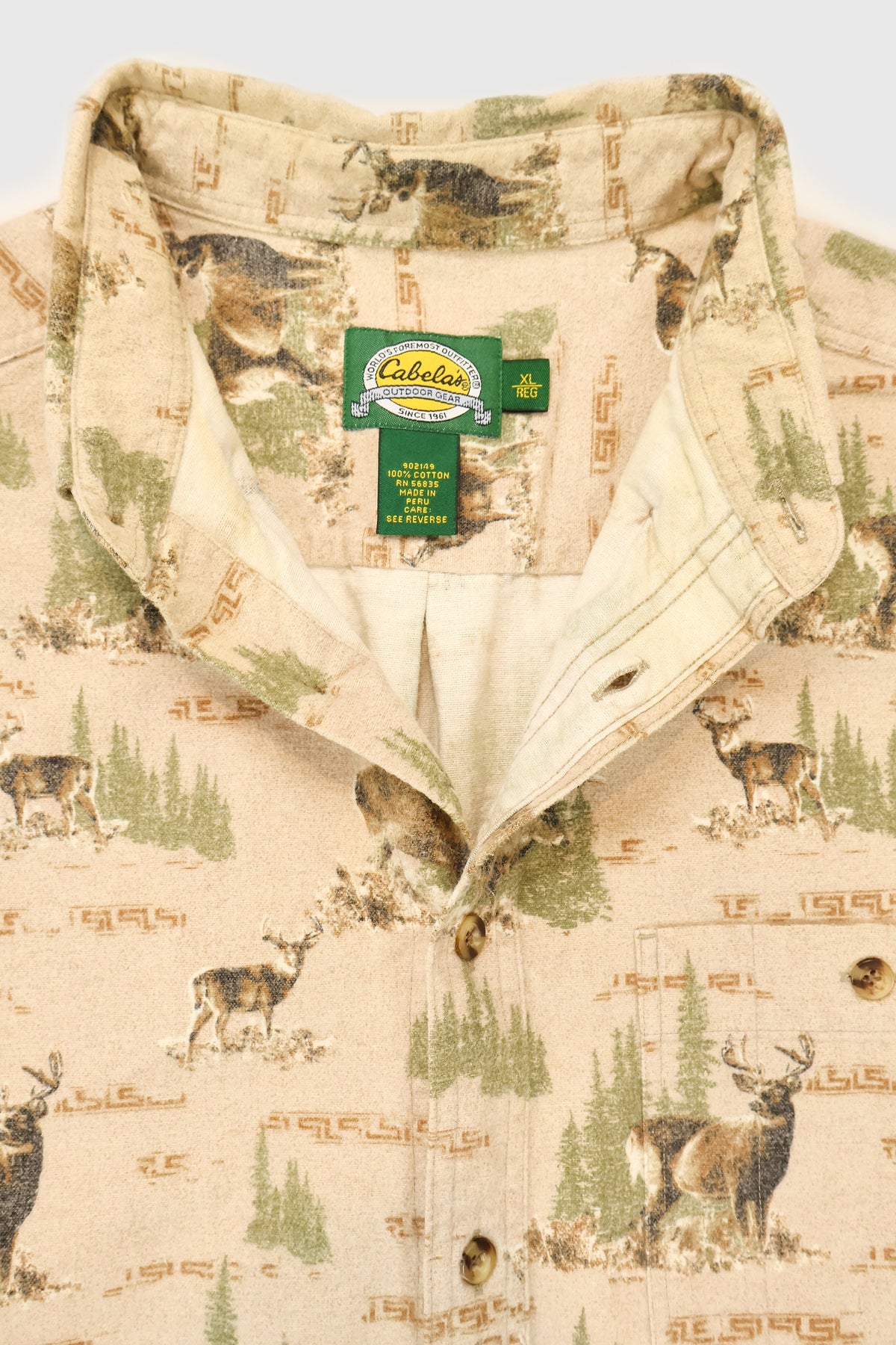 Vintage Cabela's Buck Pattern Flannel Button-Down Shirt Image 2
