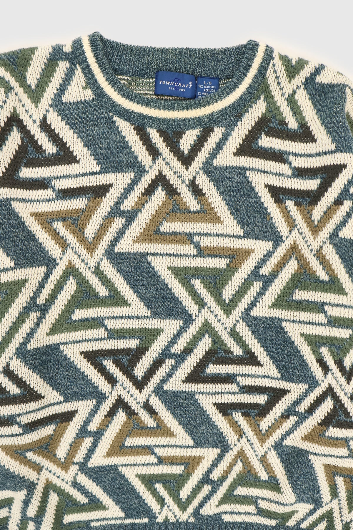 Vintage Blue Geo Pattern Sweater Image 4