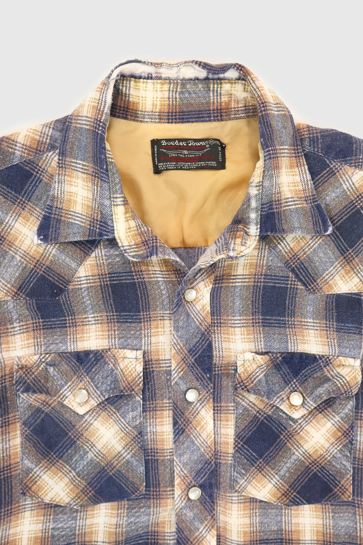 Vintage Frayed Snap Button-Down Shirt Image 2
