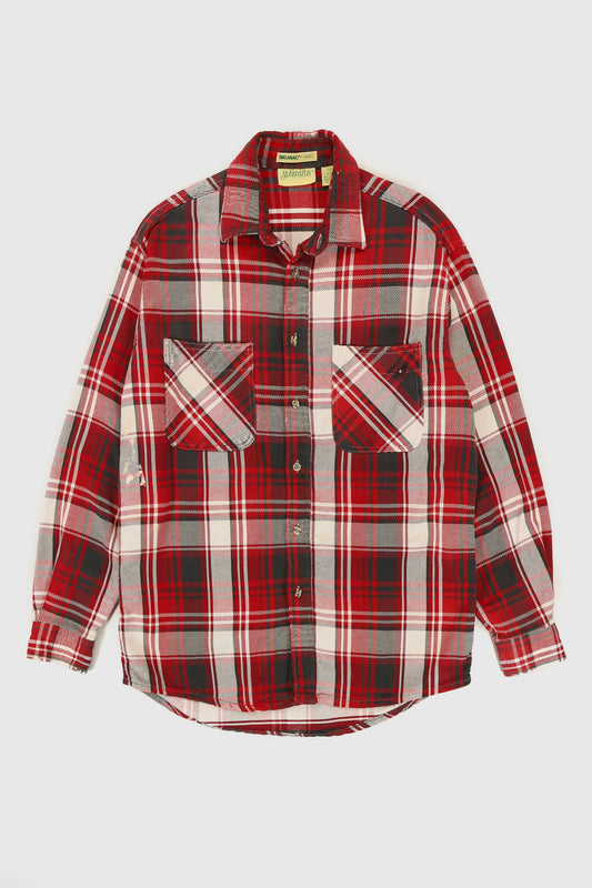 Vintage Distressed Red Plaid Button-Down Shirt Image 0