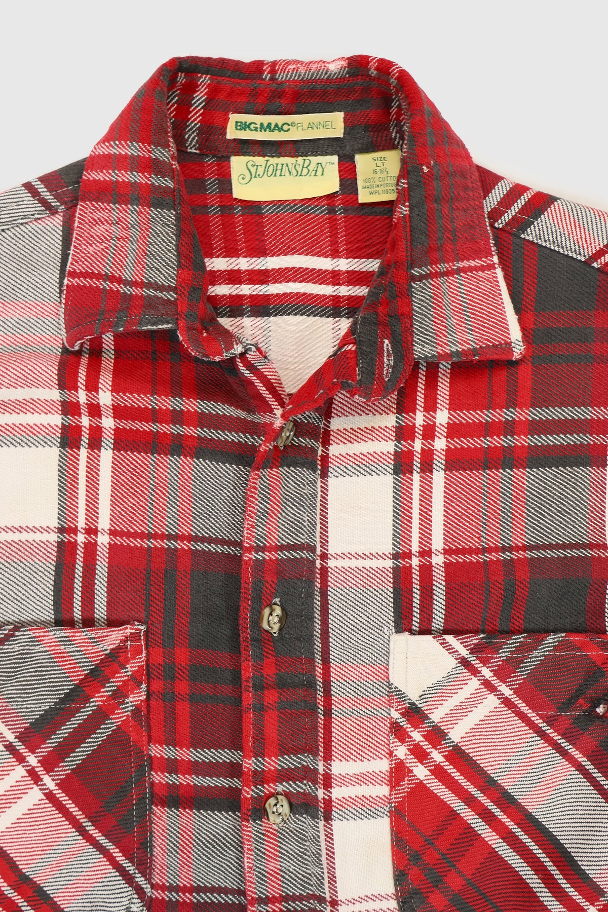 Vintage Distressed Red Plaid Button-Down Shirt Image 2