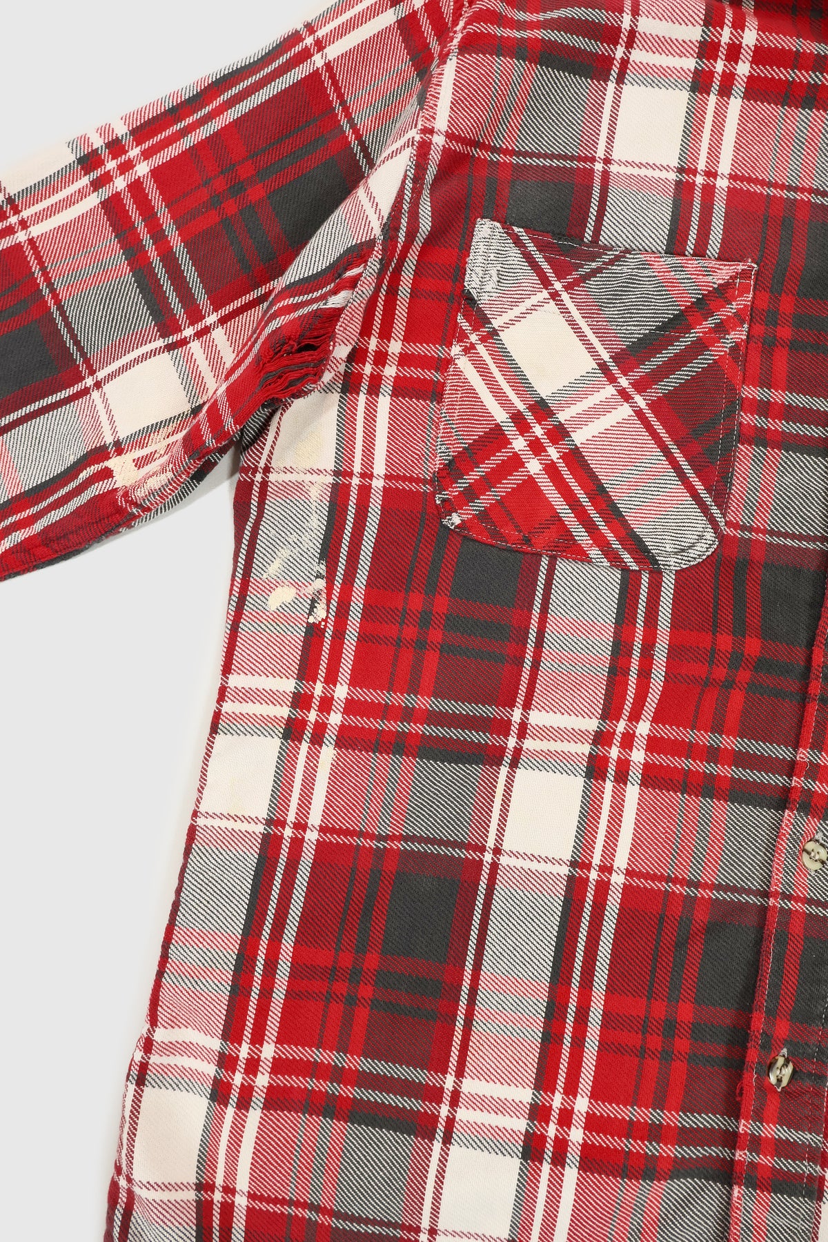 Vintage Distressed Red Plaid Button-Down Shirt Image 3