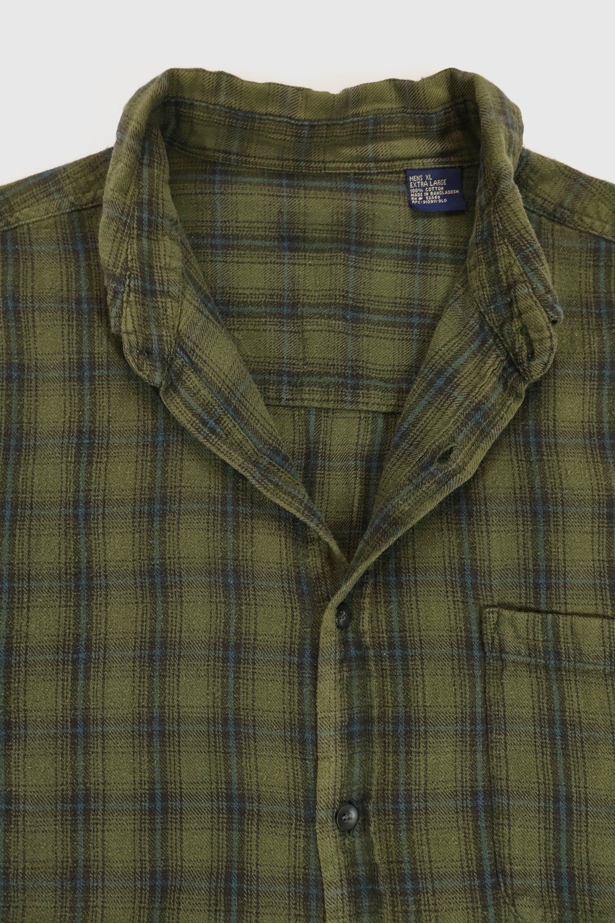 Vintage Green Plaid 50/50 Bleach Button-Down Shirt Image 3