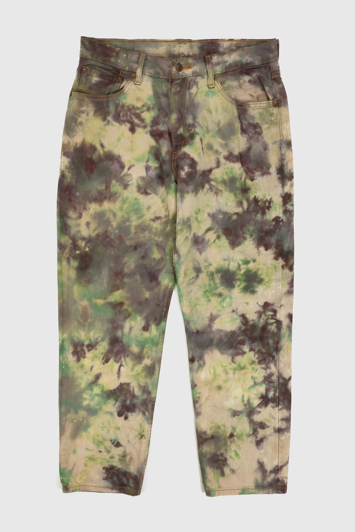 Vintage Relaxed Fit Green Pattern Dye Tech Jeans Image 0