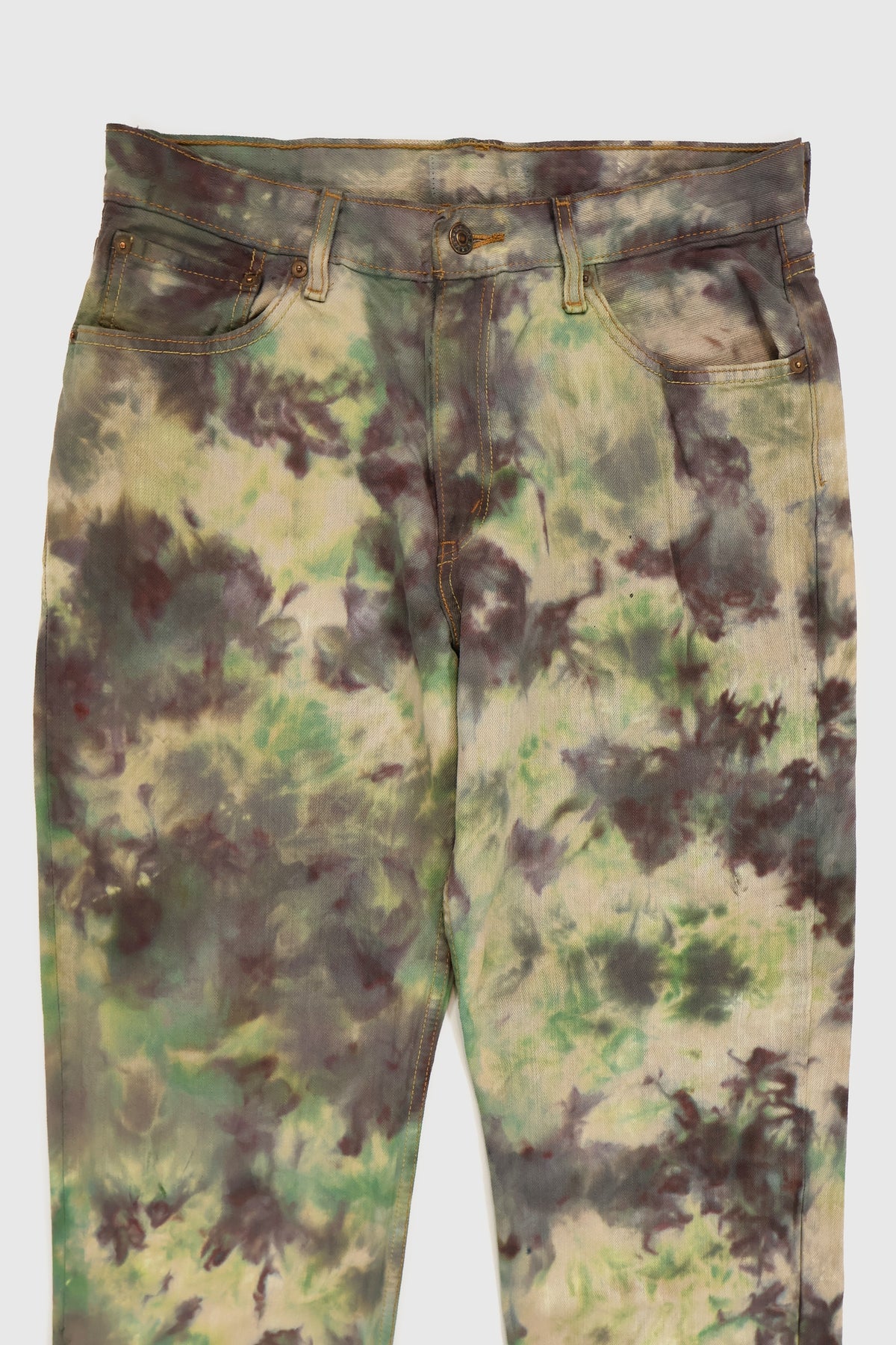 Vintage Relaxed Fit Green Pattern Dye Tech Jeans Image 5