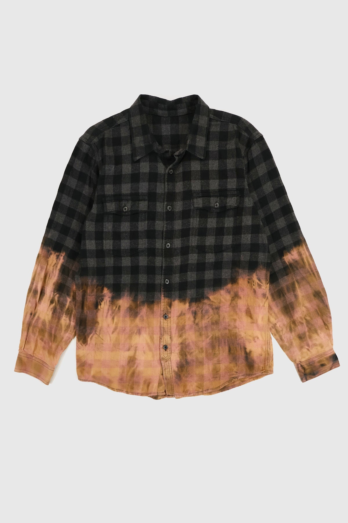 Vintage Black Plaid 50/50 Bleach Tech Button-Down Shirt Image 0