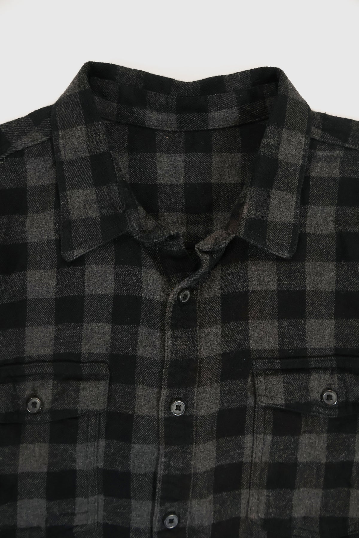Vintage Black Plaid 50/50 Bleach Tech Button-Down Shirt Image 2