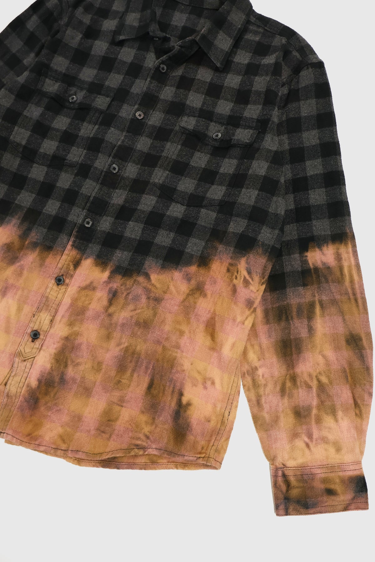 Vintage Black Plaid 50/50 Bleach Tech Button-Down Shirt Image 5