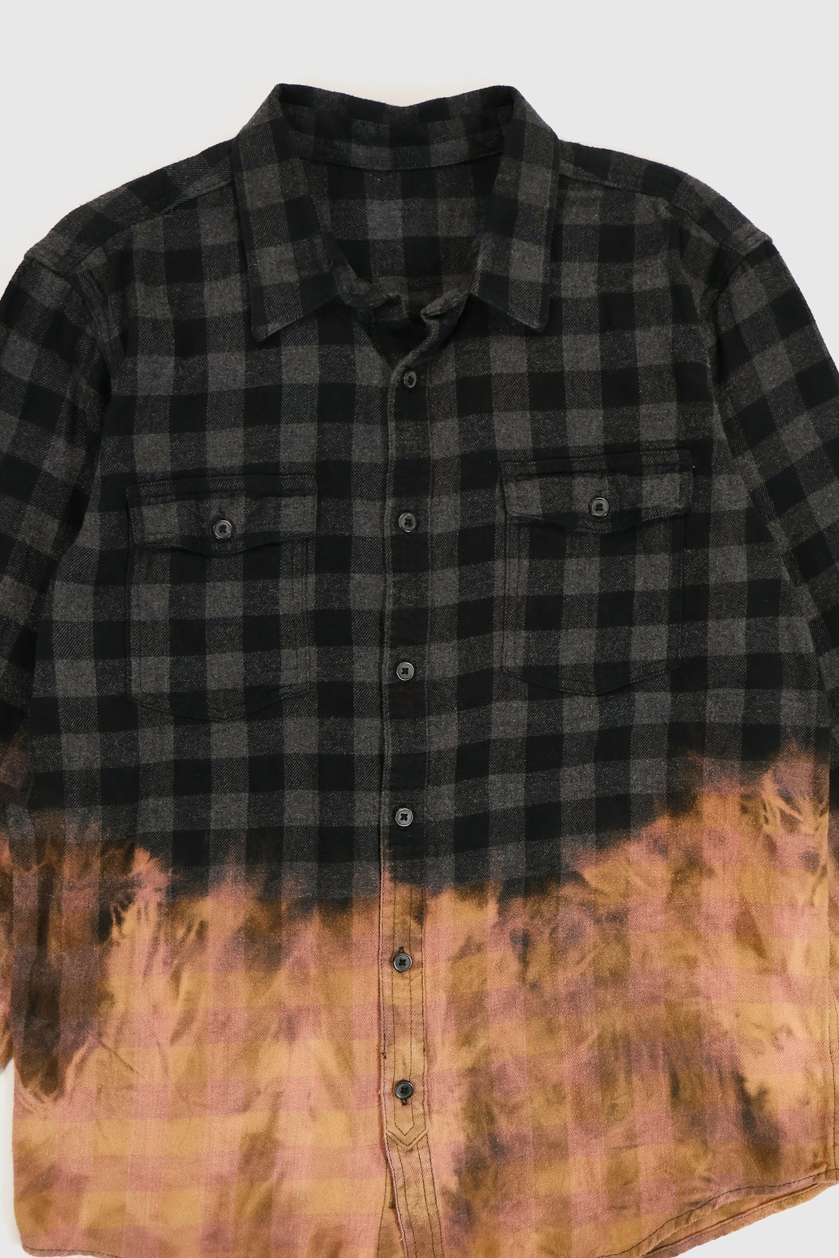 Vintage Black Plaid 50/50 Bleach Tech Button-Down Shirt Image 3
