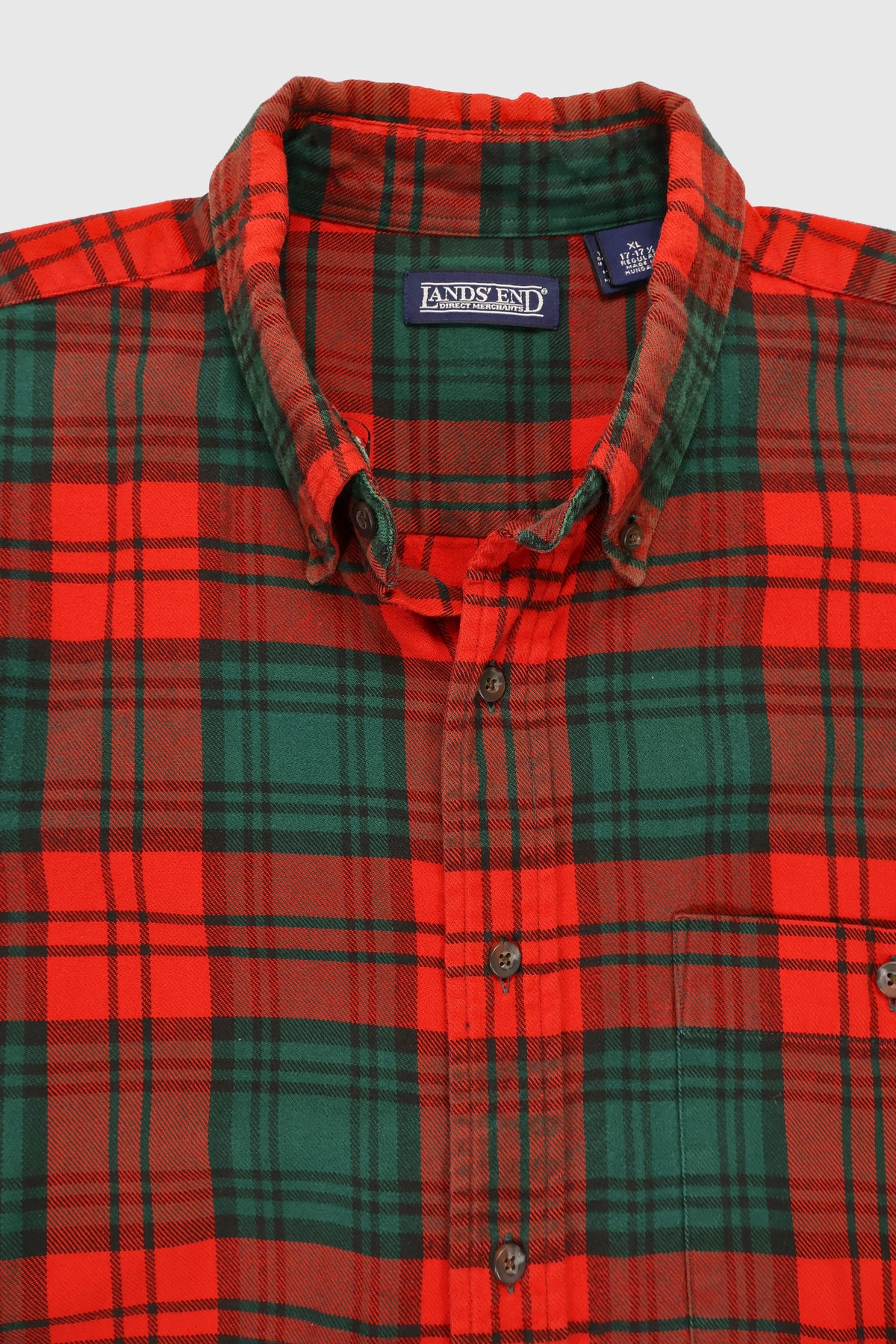Vintage Frayed Land's End Plaid Button-Down Shirt Image 2