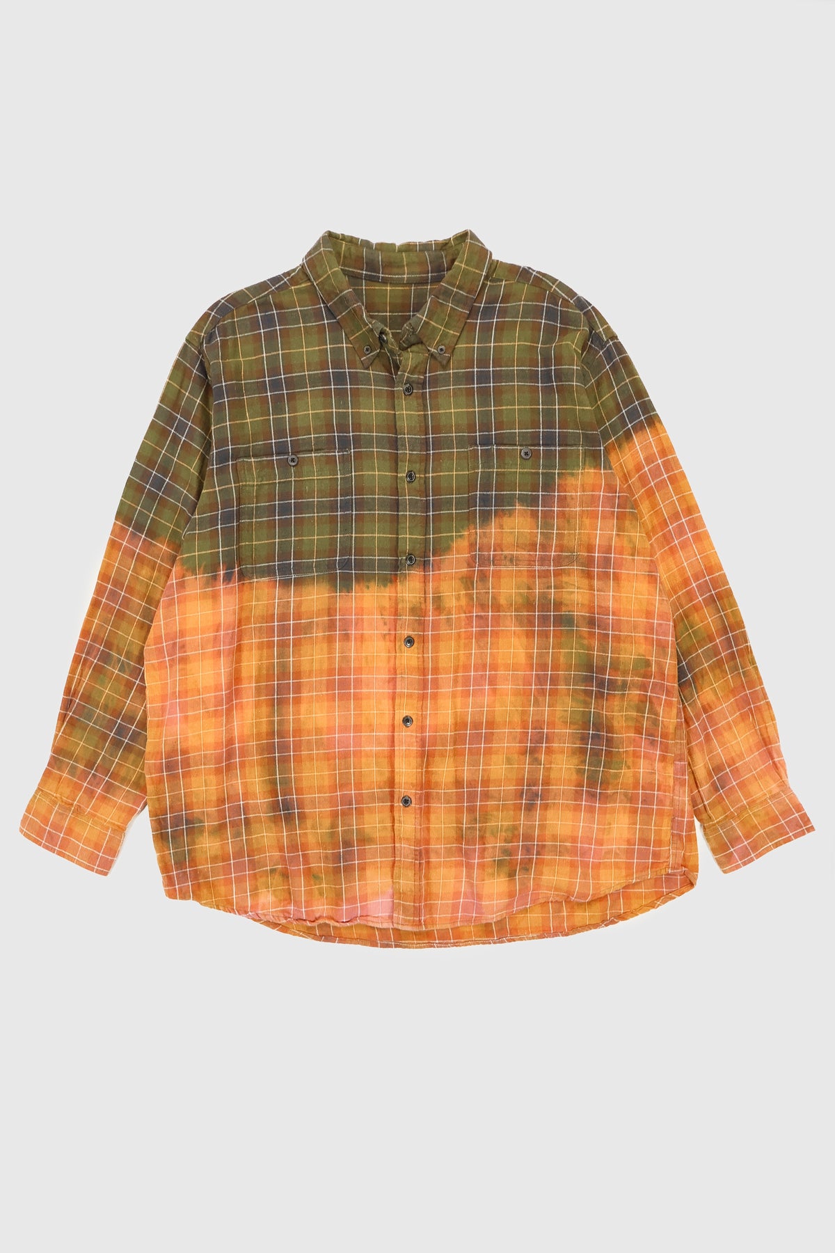 Vintage Plaid Bleached Flannel Button-Down Shirt Image 0