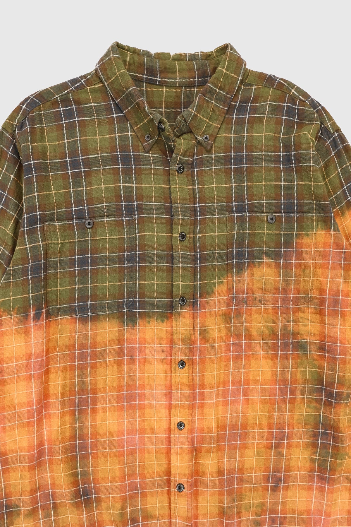 Vintage Plaid Bleached Flannel Button-Down Shirt Image 4