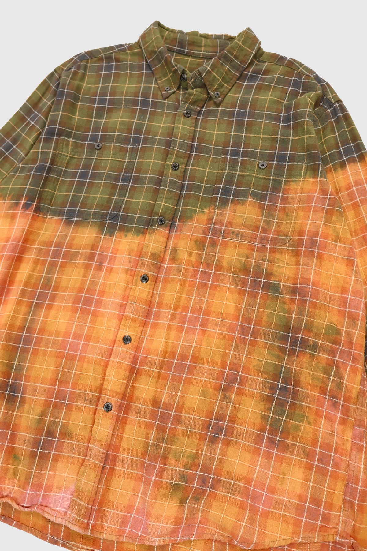 Vintage Plaid Bleached Flannel Button-Down Shirt Image 1