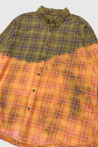 Vintage Plaid Bleached Flannel Button-Down Shirt