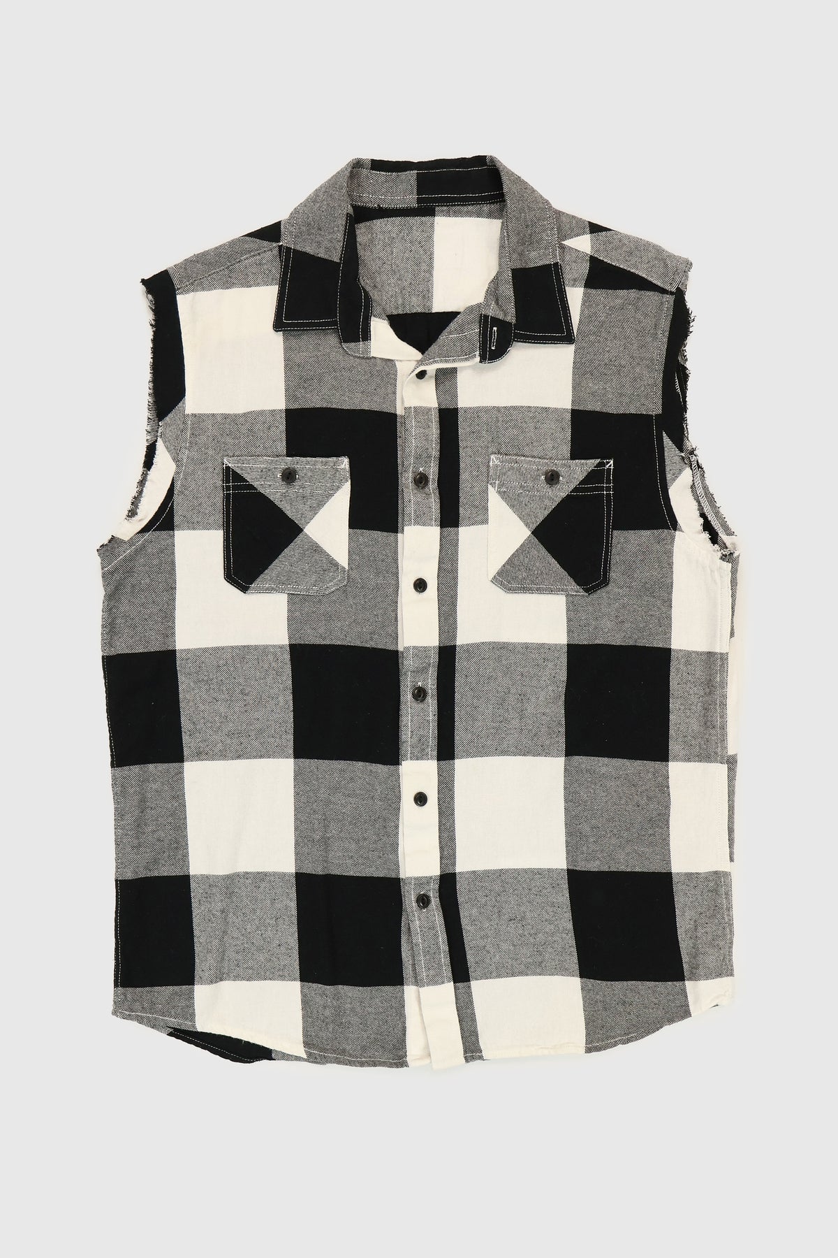 Vintage Plaid Sleeveless Button Down Shirt Image 0