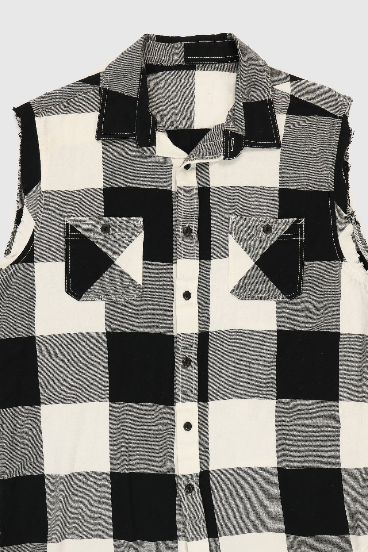 Vintage Plaid Sleeveless Button Down Shirt Image 1