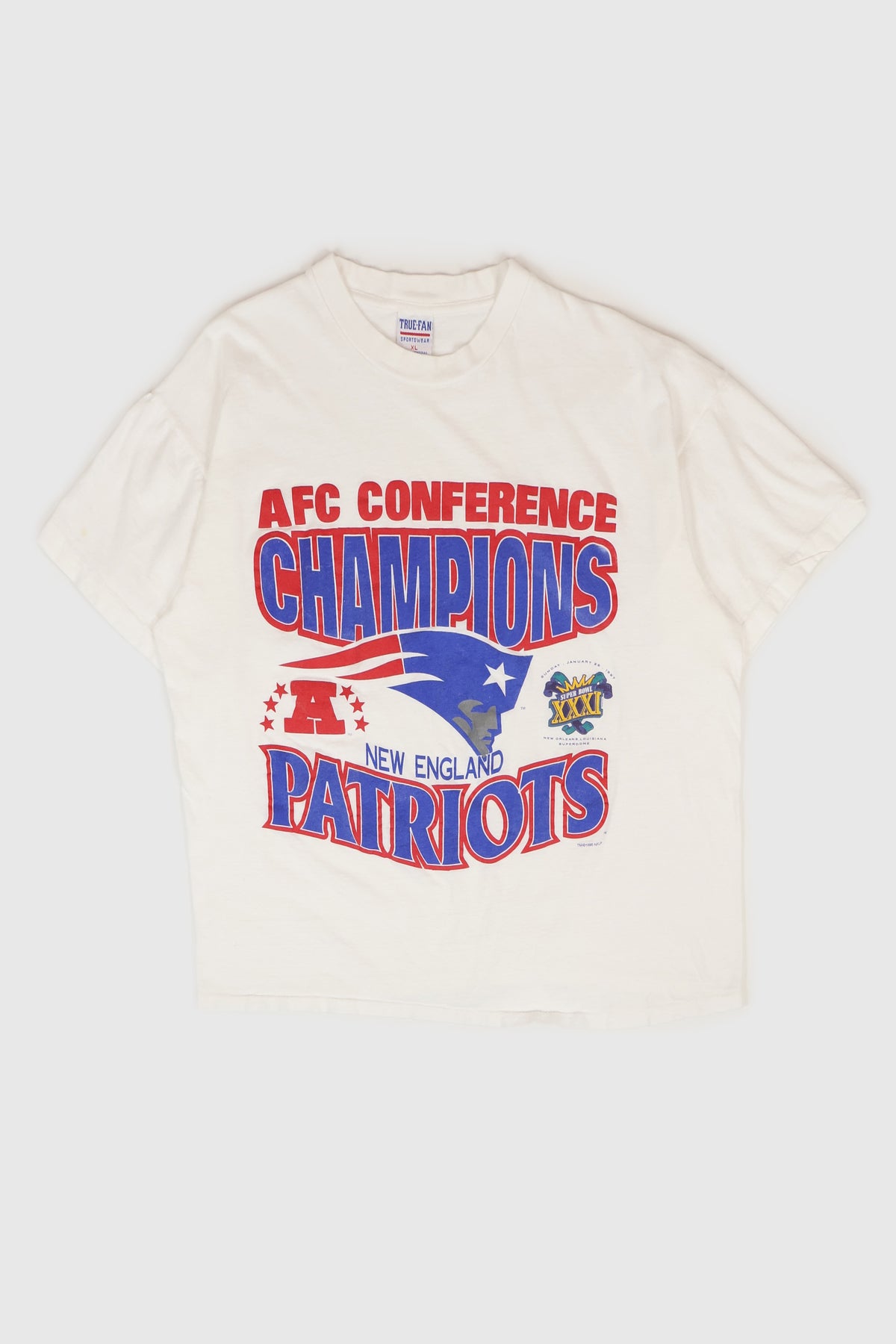 Vintage New England Patriots Super Bowl XXXI AFC Champions Tee Image 0