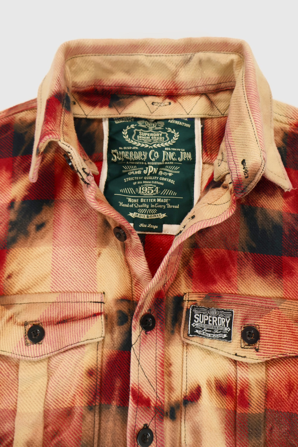 Vintage Bleached Heavyweight Plaid Button-Down Shirt Image 3
