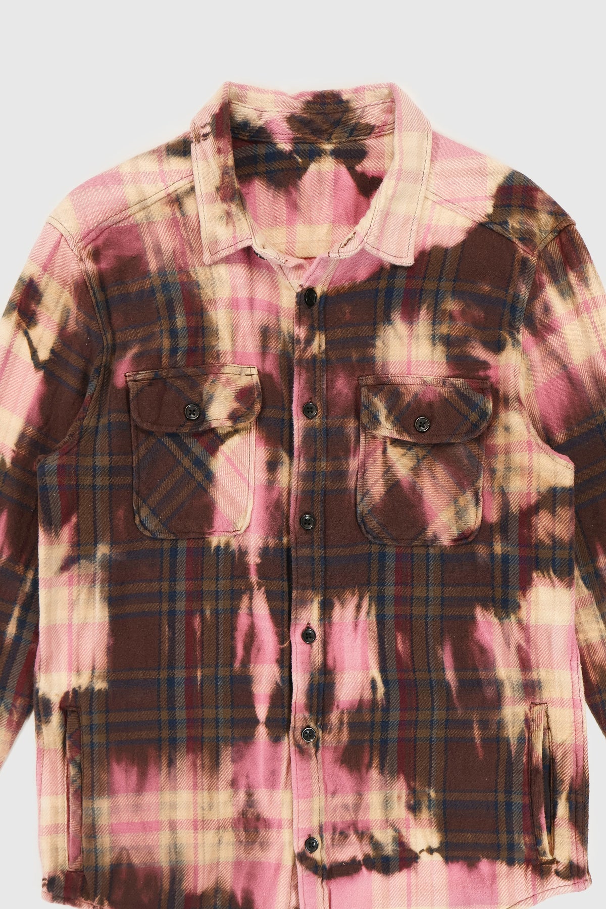 Vintage Bleached Flannel Button-Down Shirt Image 5