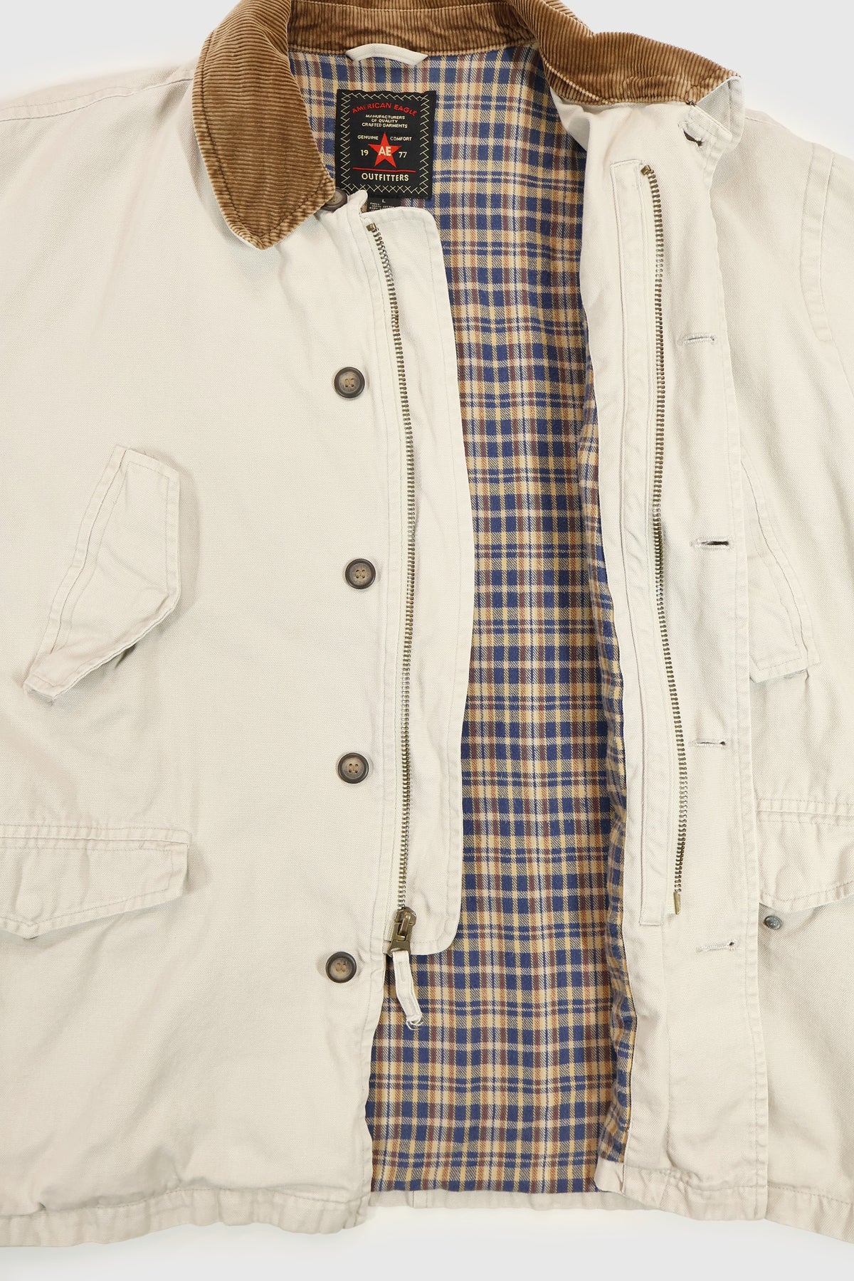 Vintage American Eagle Flannel Lined Chore Jacket Image 4