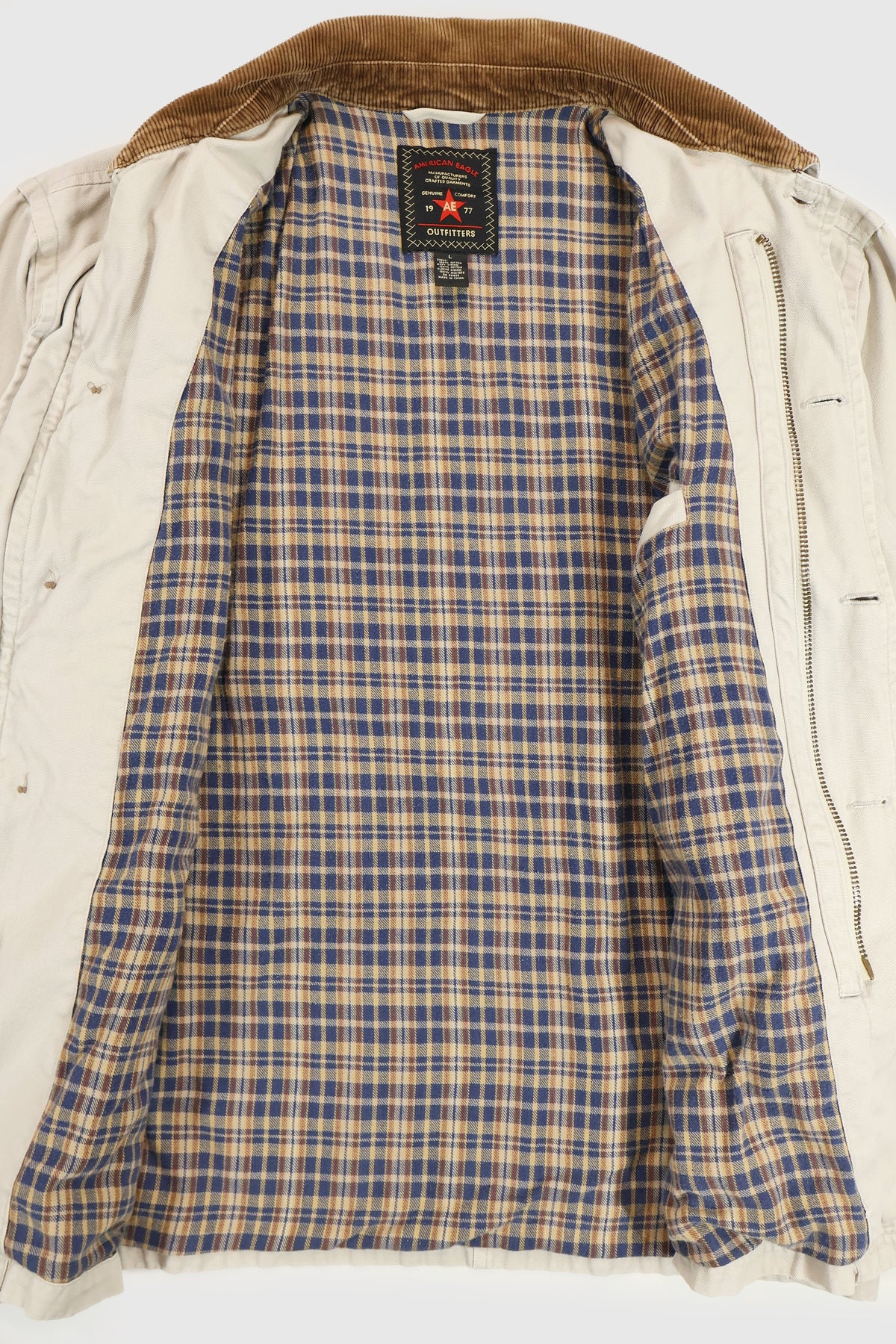 Vintage American Eagle Flannel Lined Chore Jacket Image 2