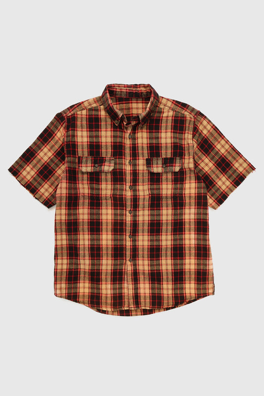 Vintage Plaid Short Sleeve Cutoff Button-Down Shirt Image 0