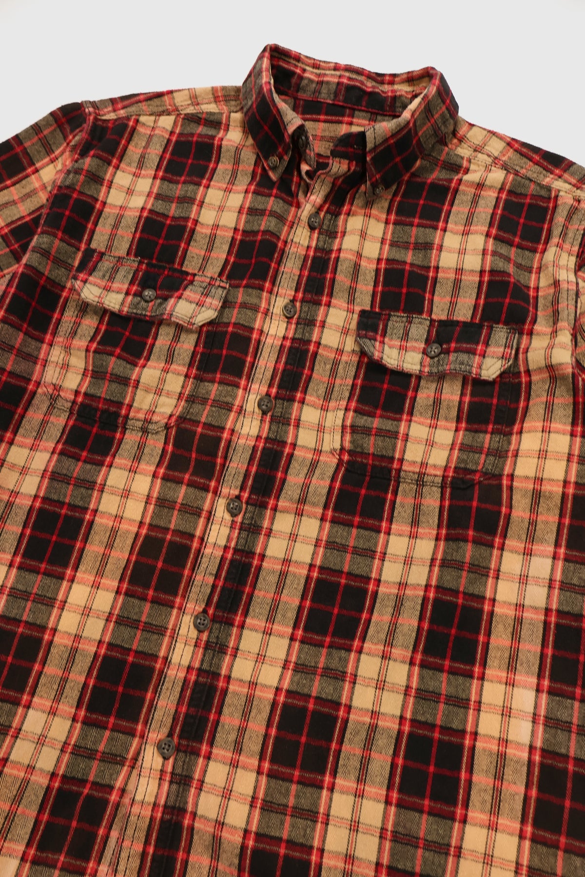 Vintage Plaid Short Sleeve Cutoff Button-Down Shirt Image 1