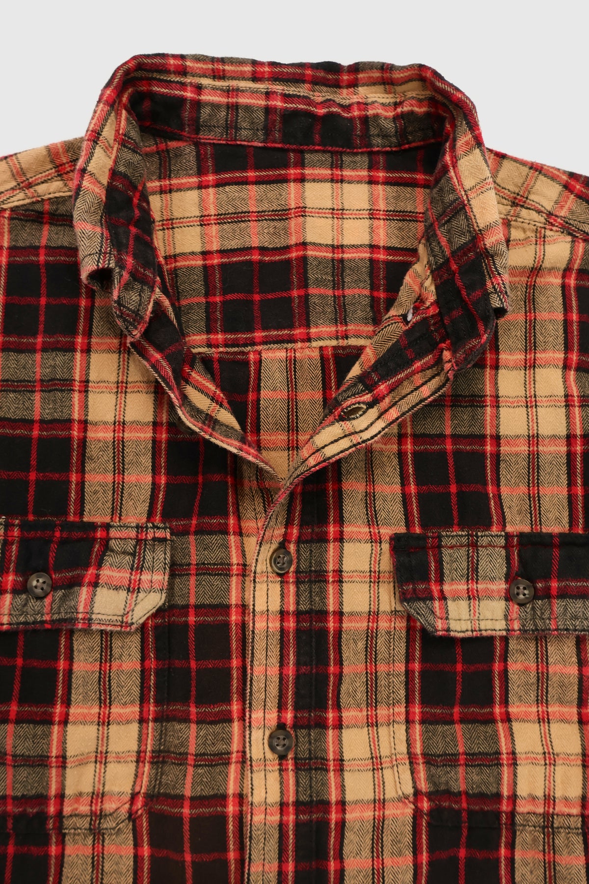 Vintage Plaid Short Sleeve Cutoff Button-Down Shirt Image 2