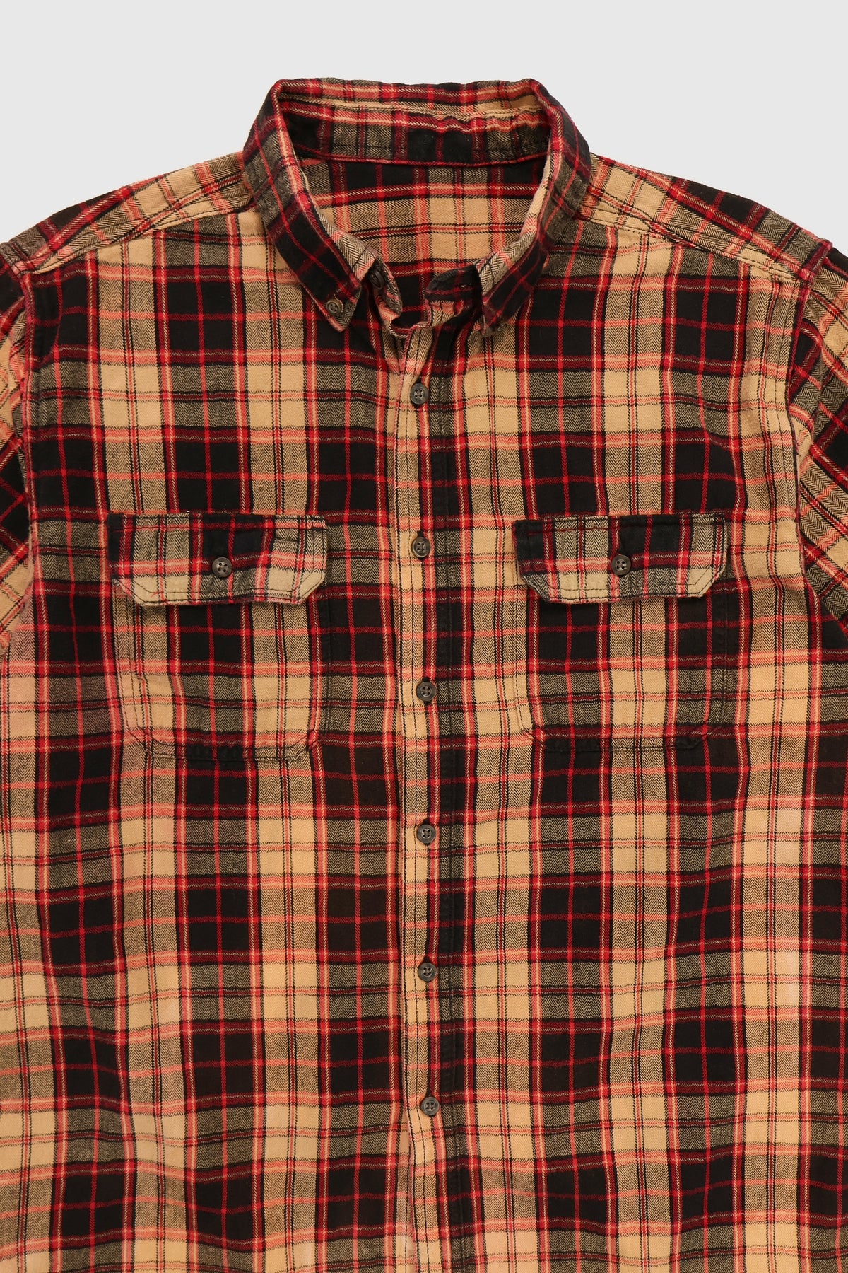 Vintage Plaid Short Sleeve Cutoff Button-Down Shirt Image 3