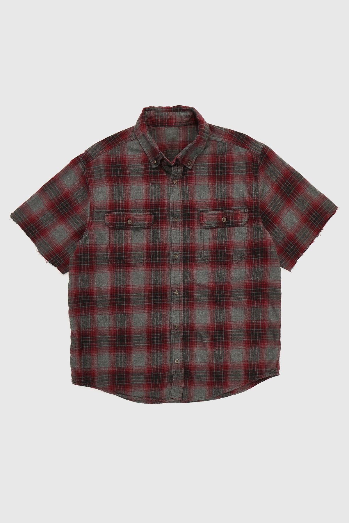 Vintage Short Sleeve Cuttoff Flannel Button-Down Shirt Image 0