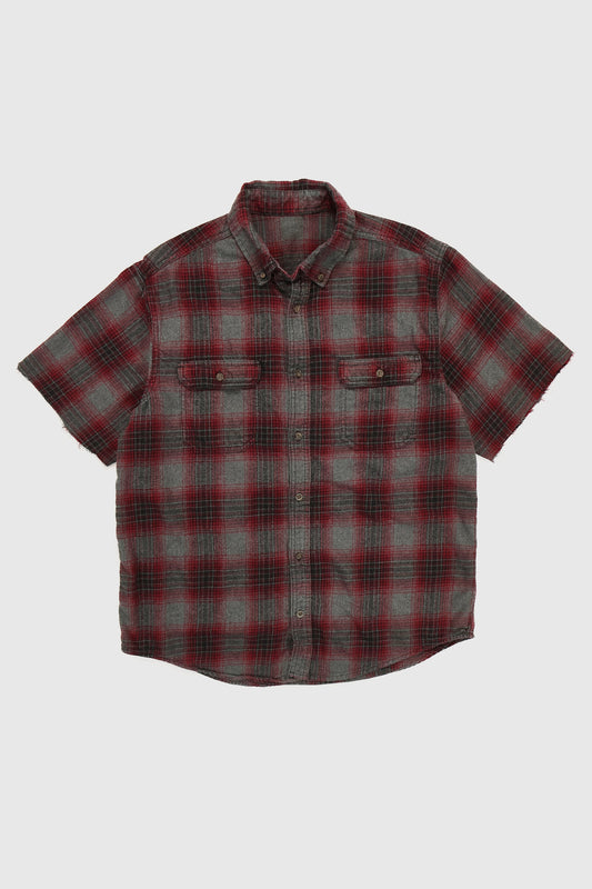Vintage Short Sleeve Cuttoff Flannel Button-Down Shirt Image 0