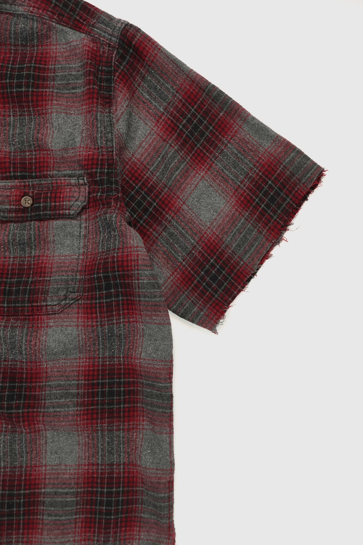 Vintage Short Sleeve Cuttoff Flannel Button-Down Shirt Image 2